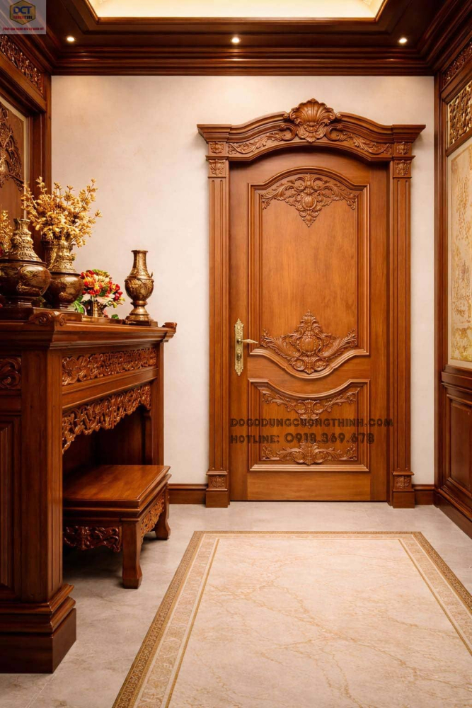 Bộ cửa phòng cổ điển gỗ gõ đỏ CP58 đẳng cấp